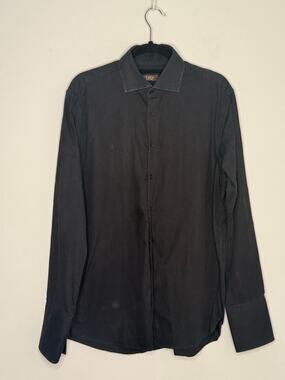 iTaylor Taylor Made Black Long Sleeve Cotton Button Down Shirt Mens Size XL